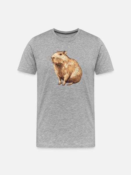 Capybara Portrait in Warm Brown - Men's Premium Organic T-Shirt - heather grey