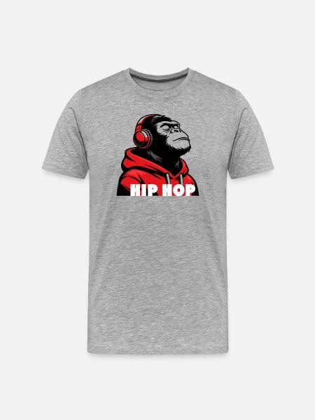 Hip Hop Gorilla Portrait - Men's Premium Organic T-Shirt - heather grey