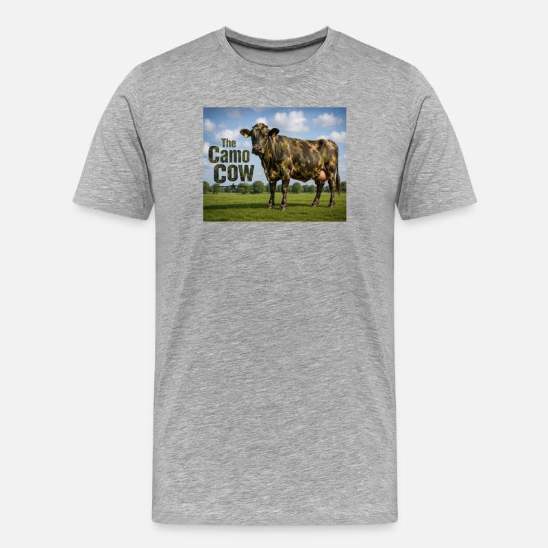 Tarnkuh auf der Wiese - Männer Premium Bio T-Shirt - Grau meliert