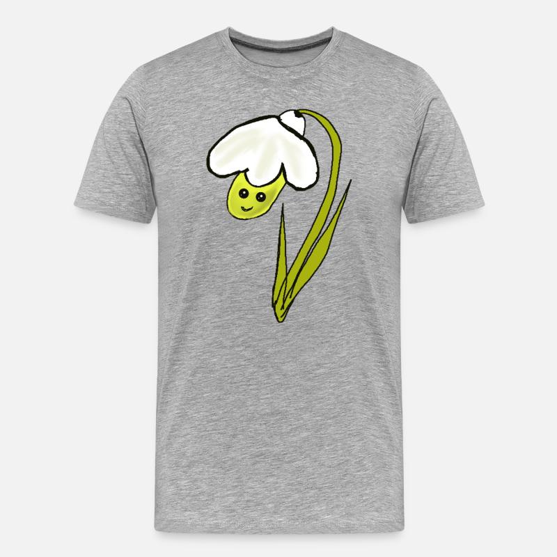 Frühling Blume Schneeglöckchen - Männer Premium Bio T-Shirt - Grau meliert