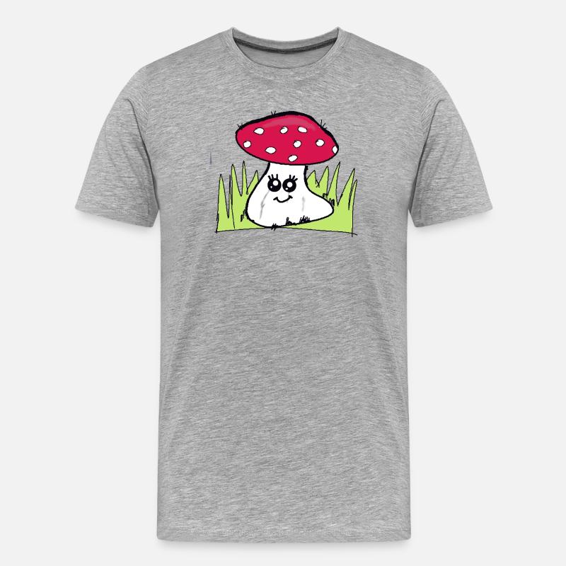 Zwinkernder Pilz mit rotem Hut - Männer Premium Bio T-Shirt - Grau meliert