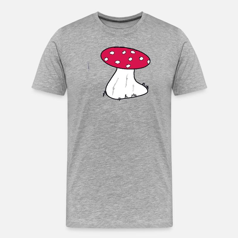 Red Toadstool Cartoon Pattern - Men's Premium Organic T-Shirt - heather grey