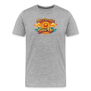 Mon thérapeute a abandonné - T-shirt bio Premium Homme - gris chiné - Devant - Damien (186cm)