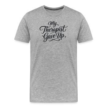 Mon thérapeute a abandonné - T-shirt bio Premium Homme - gris chiné - Devant - Damien (186cm)