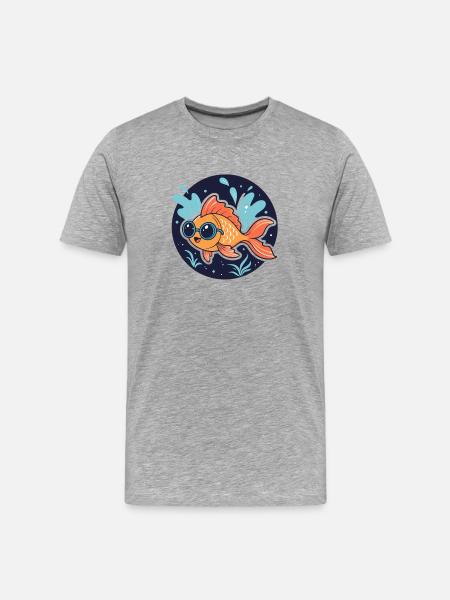 Golden Fish Aquatic Goggles - Men's Premium Organic T-Shirt - heather grey