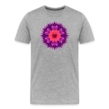 Mandala de fleurs en orange violet - T-shirt bio Premium Homme - gris chiné - Devant - Damien (186cm)