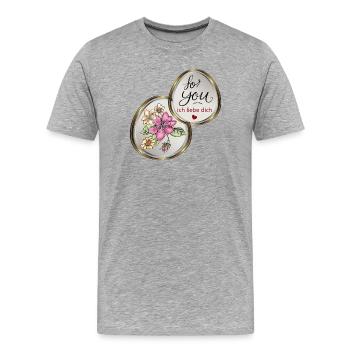 Pour toi éclore l’amour du cœur - T-shirt bio Premium Homme - gris chiné - Devant - Damien (186cm)