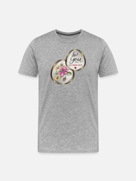 For you blossom heart love - Men's Premium Organic T-Shirt - heather grey