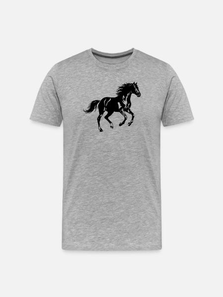 Pferd Galopp Silhouette Wild - Männer Premium Bio T-Shirt - Grau meliert