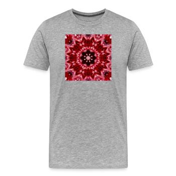 Rotes Mandala Kaleidoskop - Männer Premium Bio T-Shirt - Grau meliert - Vorne - Damien (186cm)
