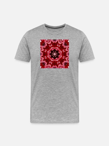 Red Mandala Kaleidoscope - Men's Premium Organic T-Shirt - heather grey