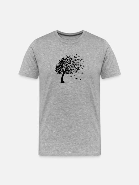 Wind Blowing Leaves Off Tree - Men's Premium Organic T-Shirt - heather grey