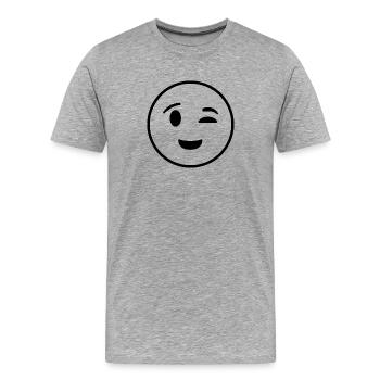 Happy face closing one eye - Men's Premium Organic T-Shirt - heather grey - Front - Damien (186cm)