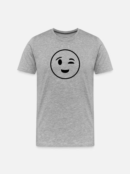 Happy face closing one eye - Men's Premium Organic T-Shirt - heather grey