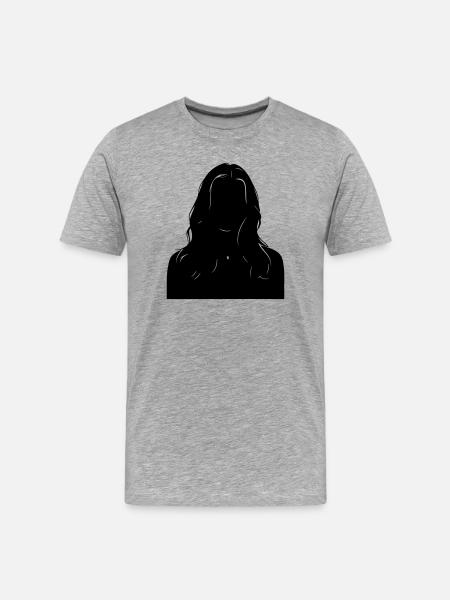 Sillouhette Frau - Männer Premium Bio T-Shirt - Grau meliert