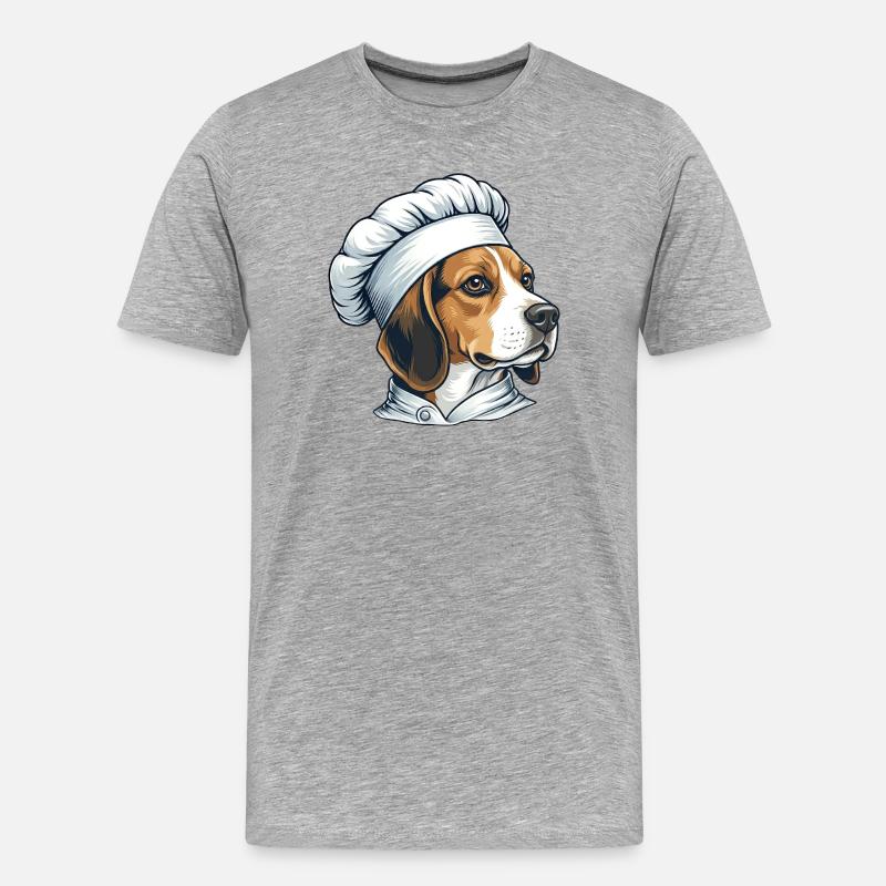 Beagle Koch – Lustiger Hunde Küchenchef - Männer Premium Bio T-Shirt - Grau meliert
