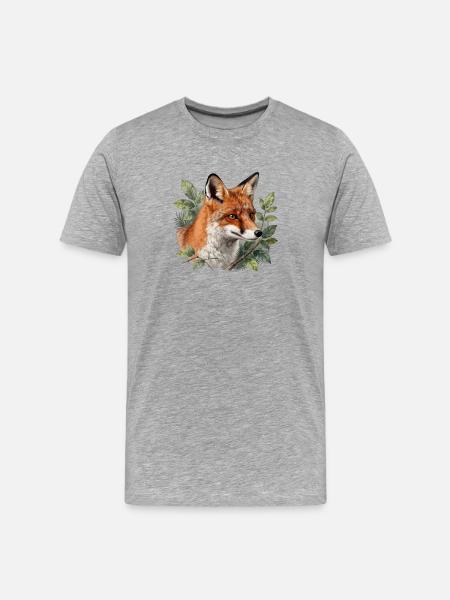 Botanical Fox - Men's Premium Organic T-Shirt - heather grey