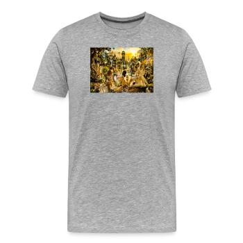 Golden Garden of Eden Designer EDITION - Männer Premium Bio T-Shirt - Grau meliert - Vorne - Damien (186cm)
