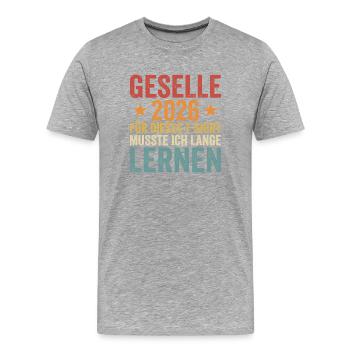 Lernzeit 2026 Retro Shirt - Männer Premium Bio T-Shirt - Grau meliert - Vorne - Damien (186cm)