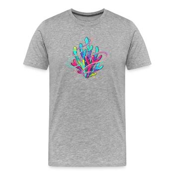 Neon Coral Swirl - Men's Premium Organic T-Shirt - heather grey - Front - Damien (186cm)