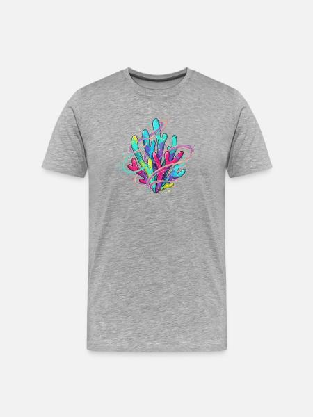 Neon Korallenwirbel - Männer Premium Bio T-Shirt - Grau meliert