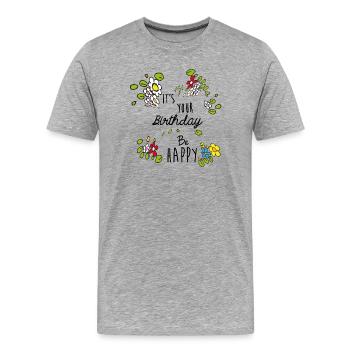 Birthday - Men's Premium Organic T-Shirt - heather grey - Front - Damien (186cm)