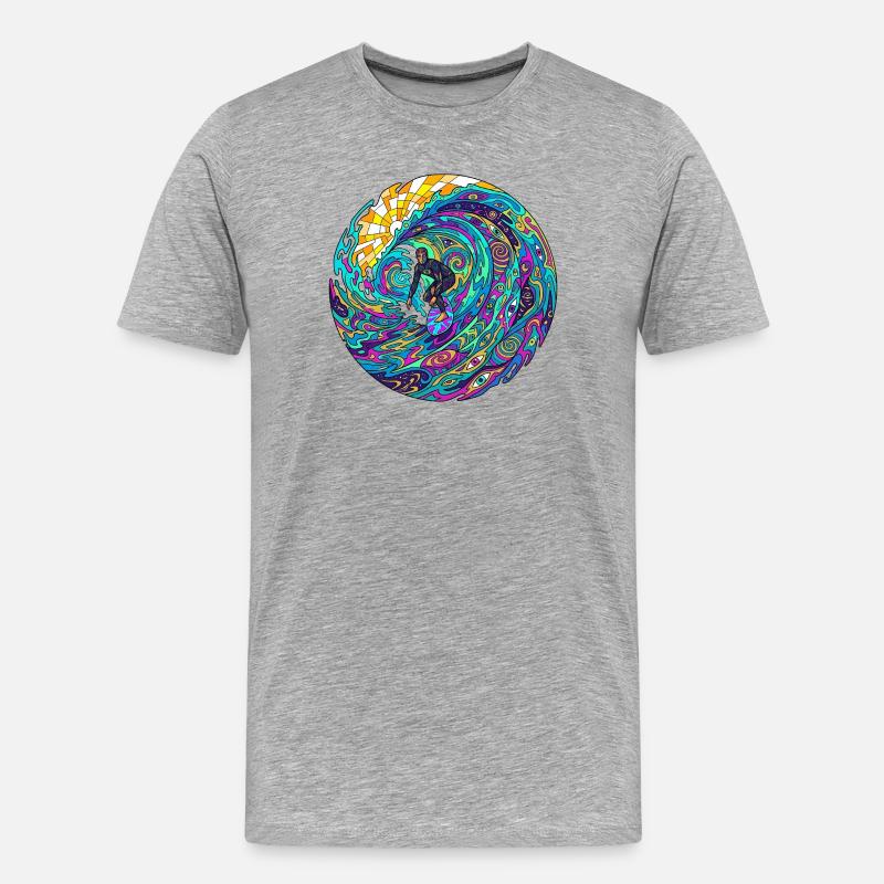 Psychedelische Surfwelle - Männer Premium Bio T-Shirt - Grau meliert