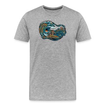 Wave Giant Surf Adventure - Men's Premium Organic T-Shirt - heather grey - Front - Damien (186cm)