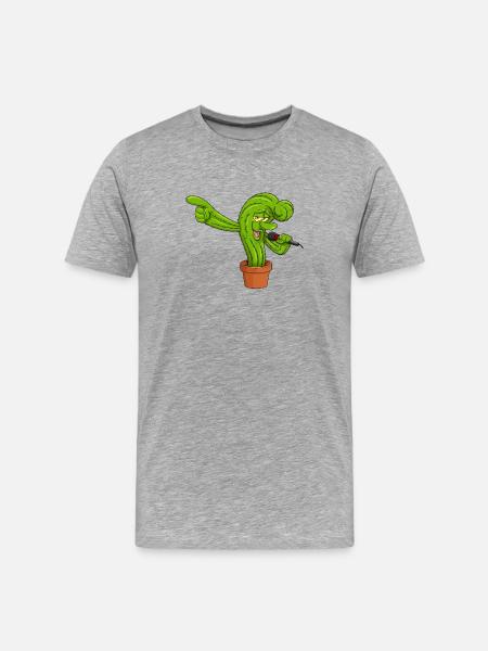 Cactonium funny character cactus meme - Men's Premium Organic T-Shirt - heather grey