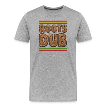 Roots Dub Holz - Männer Premium Bio T-Shirt - Grau meliert - Vorne - Damien (186cm)