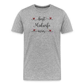 Sage-femme - T-shirt bio Premium Homme - gris chiné - Devant - Damien (186cm)