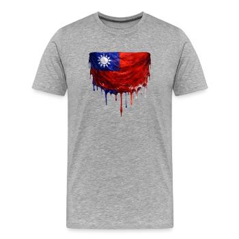 TaiwanFlagge Tropfenkunst - Männer Premium Bio T-Shirt - Grau meliert - Vorne - Damien (186cm)