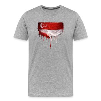 Singapore Flags Dripping Art - Men's Premium Organic T-Shirt - heather grey - Front - Damien (186cm)