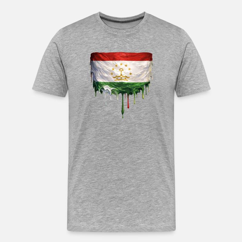 Gouttes de graffitis du drapeau tadjik - T-shirt bio Premium Homme - gris chiné
