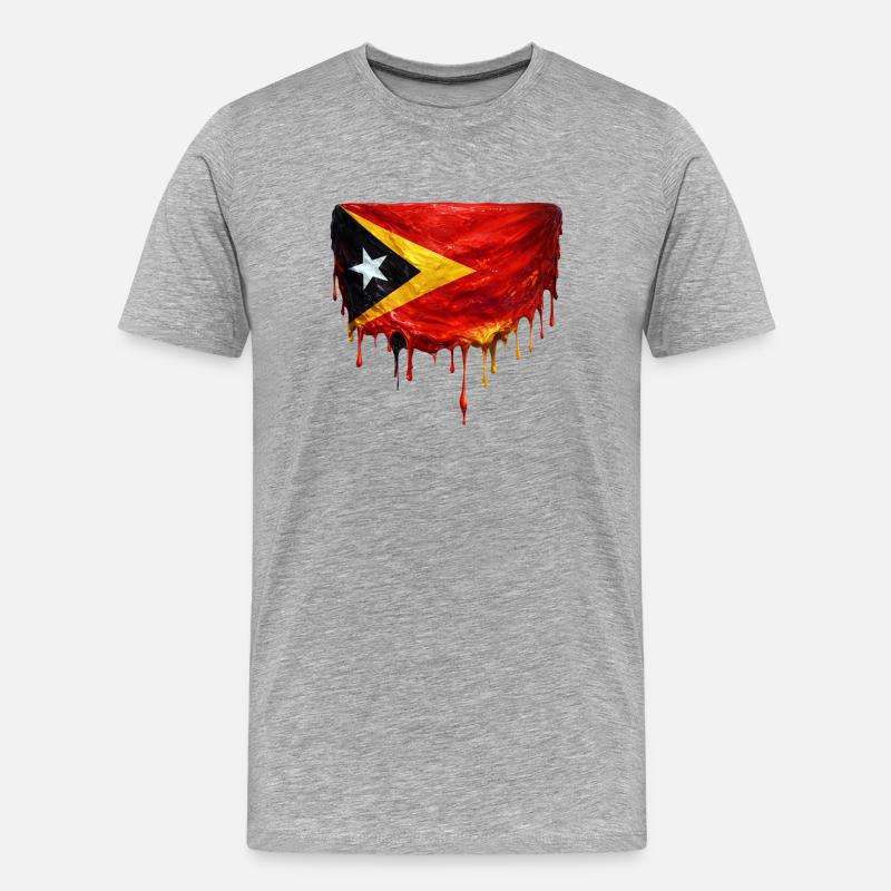 Drapeau de largage du TimorLeste - T-shirt bio Premium Homme - gris chiné
