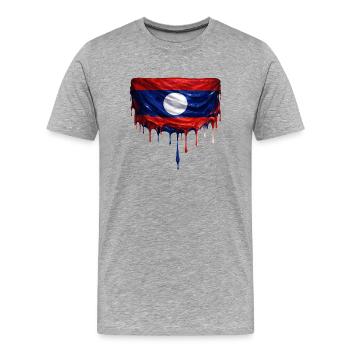 Laos flag colorful color - Men's Premium Organic T-Shirt - heather grey - Front - Damien (186cm)