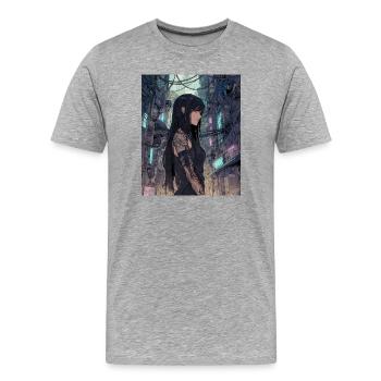 Cybernoir Diva in the Neon Jungle - Men's Premium Organic T-Shirt - heather grey - Front - Damien (186cm)