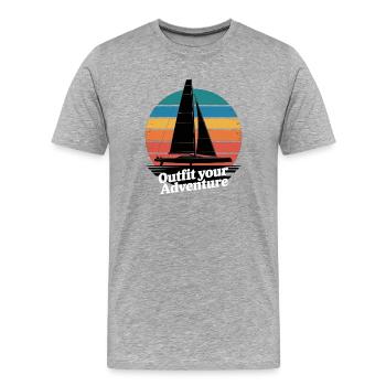 Régate Voile Chemise Voilier, Équipage de Yacht - T-shirt bio Premium Homme - gris chiné - Devant - Damien (186cm)
