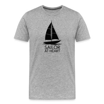 Régate Voile Chemise Voilier Yacht Équipage - T-shirt bio Premium Homme - gris chiné - Devant - Damien (186cm)