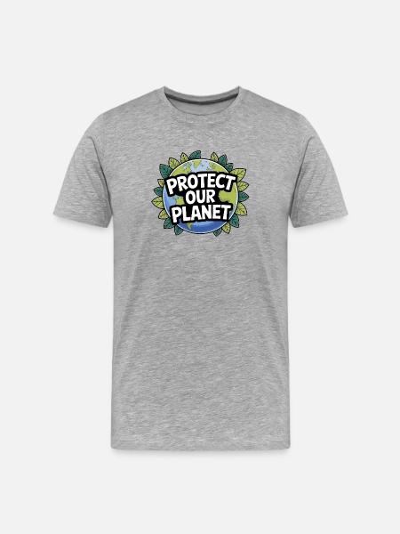 Protect the Earth – Planet Theme - Men's Premium Organic T-Shirt - heather grey