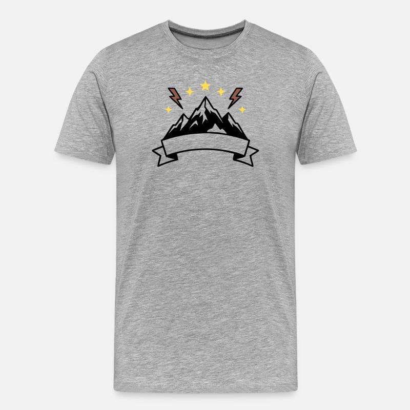 Berge Banner Textfeld Wappen - Männer Premium Bio T-Shirt - Grau meliert