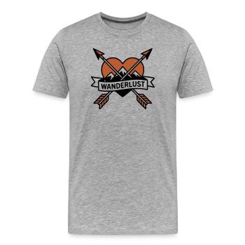 Heart Arrows Wanderlust Emblem - Men's Premium Organic T-Shirt - heather grey - Front - Damien (186cm)