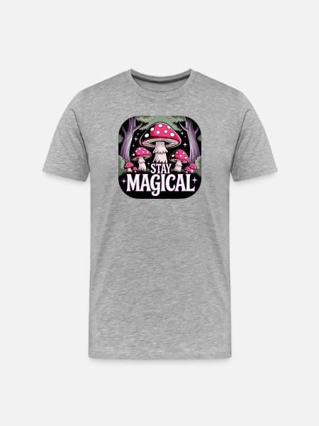 Bleib magisch im Pilzwald - Männer Premium Bio T-Shirt - Grau meliert