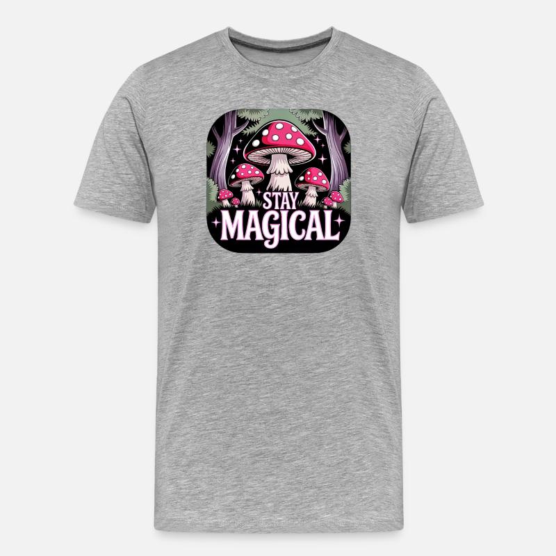 Bleib magisch im Pilzwald - Männer Premium Bio T-Shirt - Grau meliert