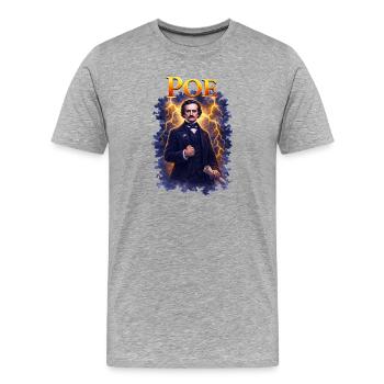 Edgar Allan Poe Porträt - Männer Premium Bio T-Shirt - Grau meliert - Vorne - Damien (186cm)