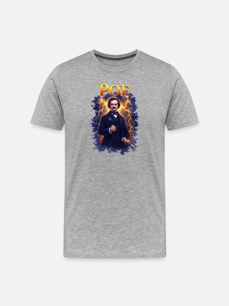 Edgar Allan Poe Portrait - Men's Premium Organic T-Shirt - heather grey