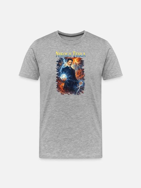 Nikola Portrait - Men's Premium Organic T-Shirt - heather grey