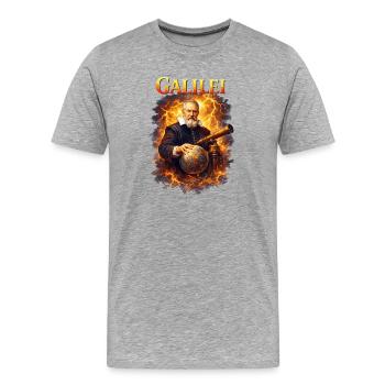 Portrait of Galileo Galilei - Men's Premium Organic T-Shirt - heather grey - Front - Damien (186cm)