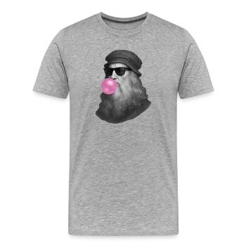 Leonardo Da Vinci with chewing gum and sunglasses - Men's Premium Organic T-Shirt - heather grey - Front - Damien (186cm)