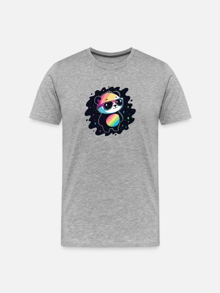 Panda Rainbow Galaxy Cool Glasses - Men's Premium Organic T-Shirt - heather grey